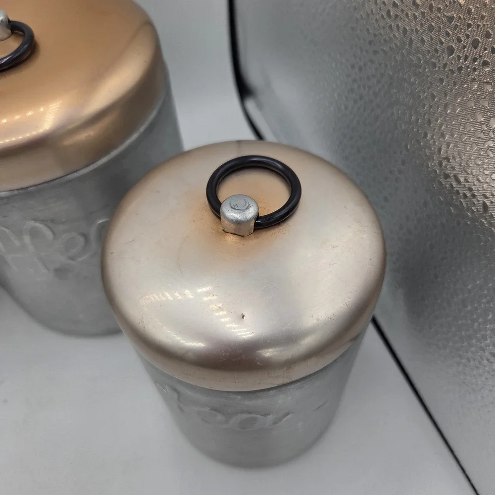 Heller Hostess Ware Stainless Steel/Copper Canister Set Kitchen Pantry